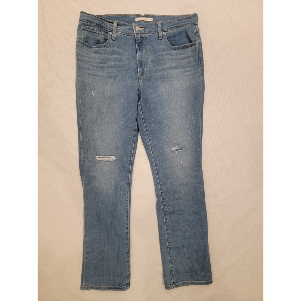 Levi's 724 stretch jeans: High Rise Skinny, Distressed, Medium Wash‎ Womens 32